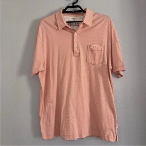 Tommy Bahama Mens Relaxed Orange White Striped Polo Shirt Size Large
